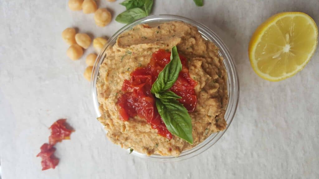Roasted Tomato & Basil Hummus | Sip & Spice