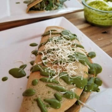 Chickpea Pancake with Pesto Drizzle