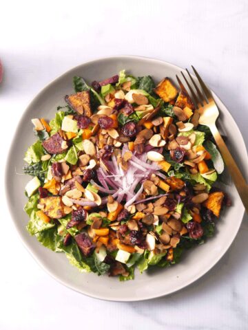 Roasted Sweet Potato Salad with Cranberry Dressing