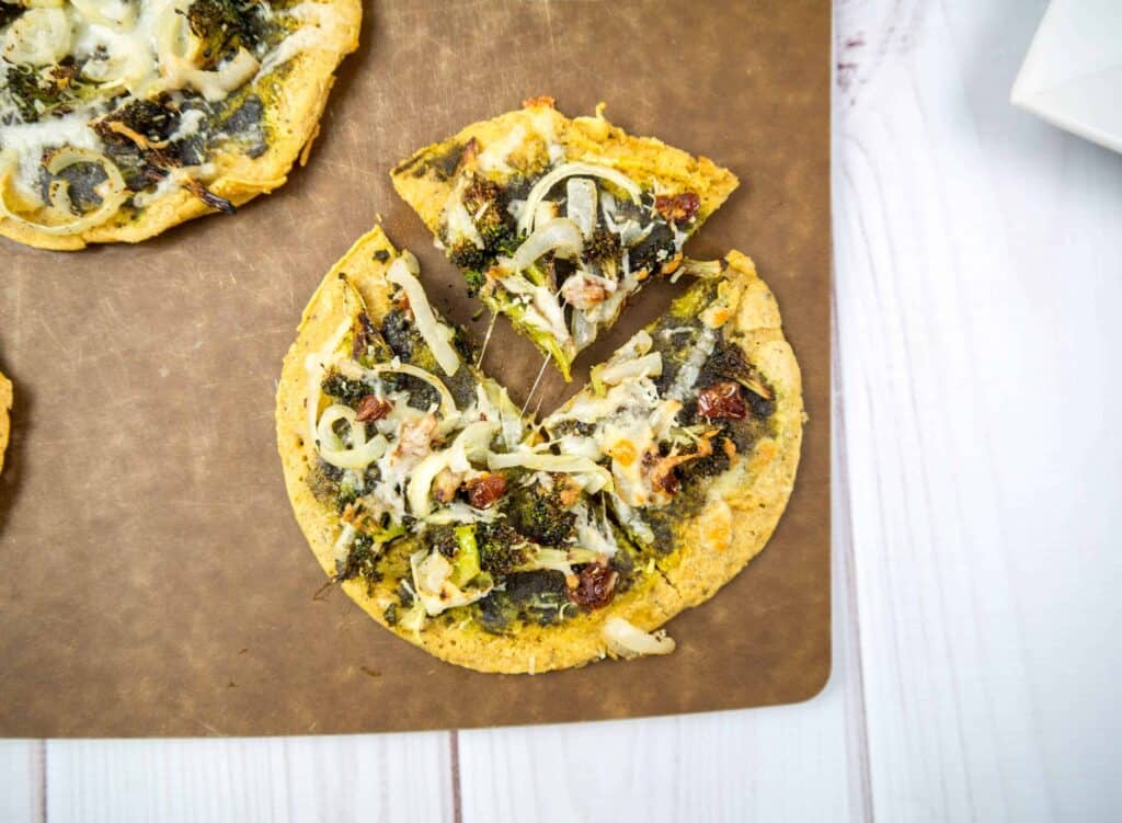Pesto Chickpea Flatbreads with Broccoli and Parmesan | Sip + Spice
