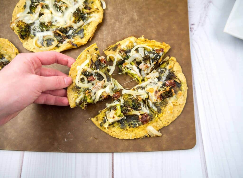 Pesto Chickpea Flatbreads with Broccoli and Parmesan | Sip + Spice