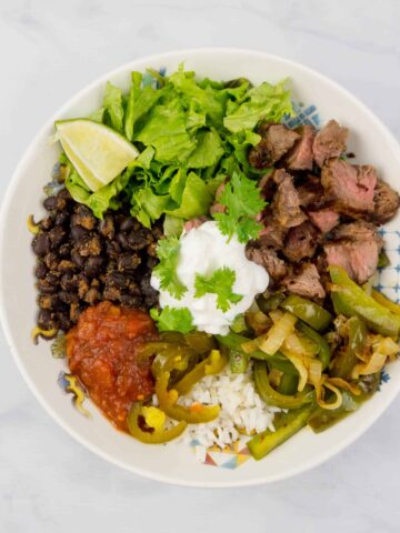 Tequila Lime Steak Fajita Bowl | Sip + Spice