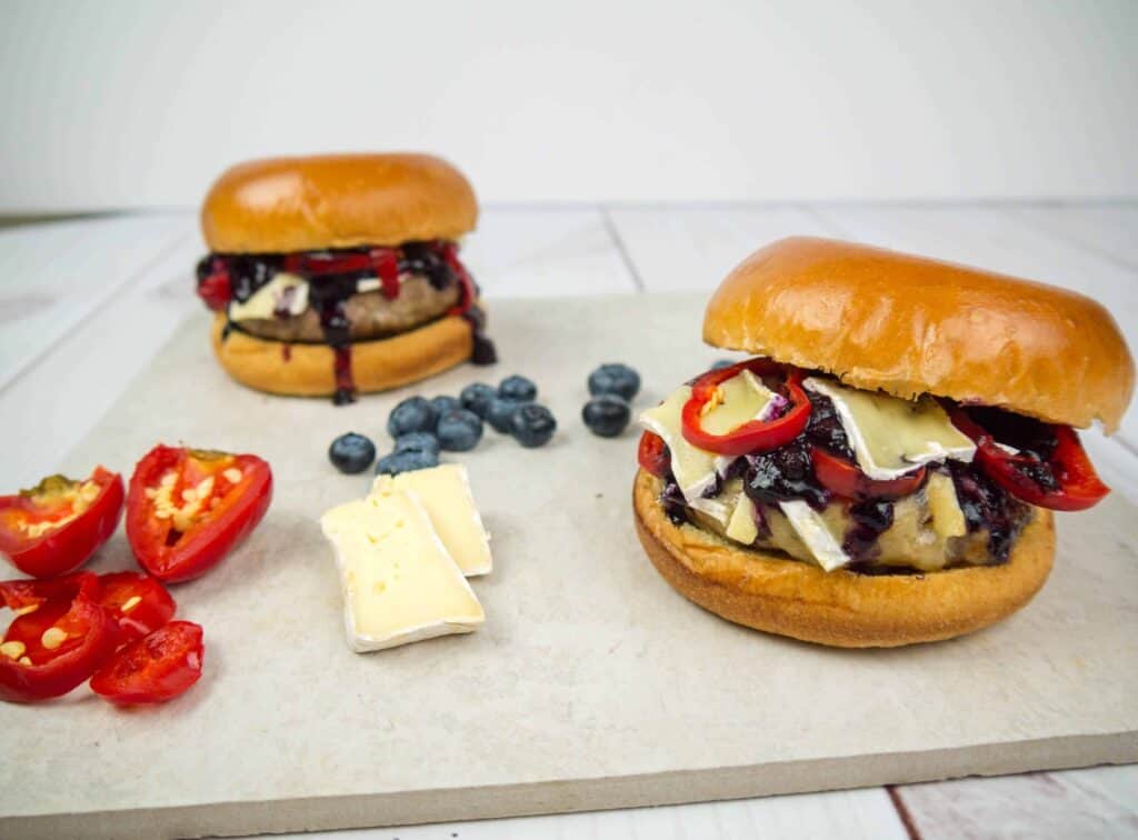 4th of July Red White and Blueberry Burger | Sip + Spice
