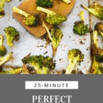 This Perfect Roasted Broccoli comes together in just 25-minutes and is wildly crispy, crunchy and garlicky! | Sip and Spice #veggies #sidedish #sides #broccoli #easyfood #cleaneating