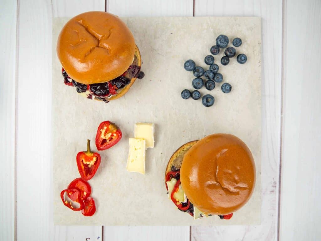 Red White and Blueberry Burger 4th of July | Sip + Spice