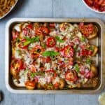 Italian Nachos with Spicy Sausage and Pesto Alfredo | Sip and Spice