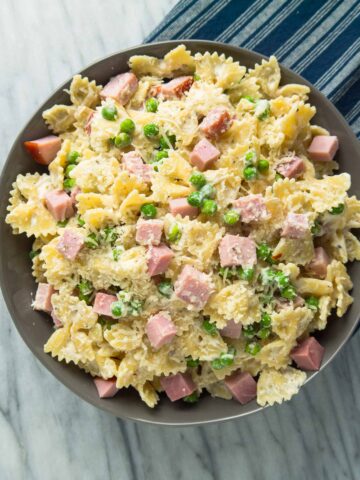 Bowties with Ham, Peas and Ricotta | Sip and Spice
