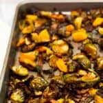 Crispy Brussels Sprouts with Chipotle Butternut Squash and Bacon | Sip and Spice