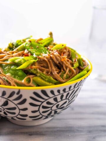 Miso-Butter Soba Noodles with Asparagus and Snow Peas | Sip and Spice