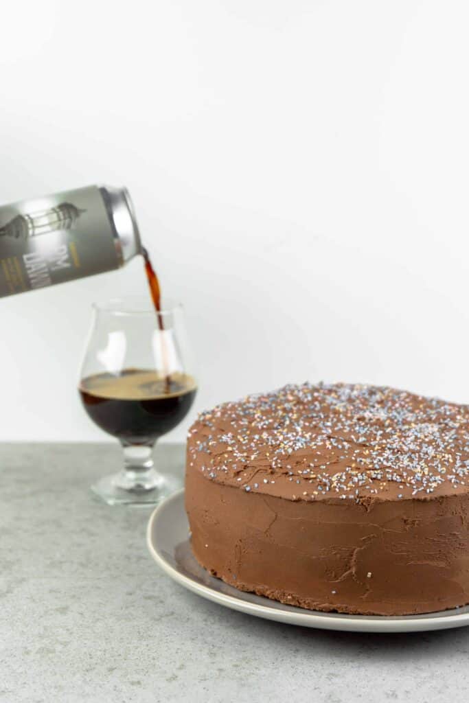Chocolate Coconut Stout Cake with Whipped Chocolate Ganache Frosting | Sip and Spice
