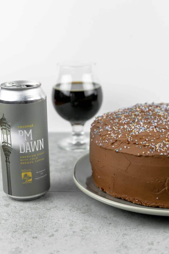 Chocolate Coconut Stout Cake with Whipped Chocolate Ganache Frosting | Sip and Spice