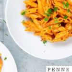 Classic Penne alla Vodka makes for the perfect date night dish! Comes together in under 30 minutes, minimal dishes, few ingredients and all the flavor! | Sip and Spice #recipes #mealplanning #italian #penneallavodka #pastadish #datenightmeal #datenight #datenightin #pastadish #cozymeal #comfortfood #italianclassic