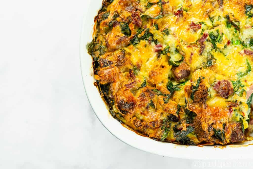 Corned Beef and Kale Strata with Irish Soda Bread, St Patrick's Day Brunch | Sip and Spice