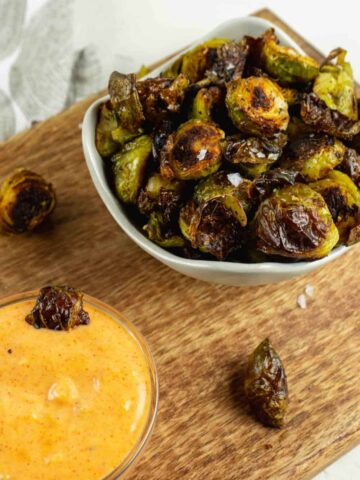 Crispy Brussels Sprouts with Smoked Paprika Maple Aioli | Sip and Spice