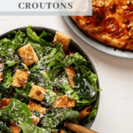Kale Caesar Salad with Pizza Crust Croutons | Sip and Spice #pizzanight #pizzasalad #healthyeating #healthypizza #satisfyingsalad #kalecaesar #kale #dinner #cleaneating