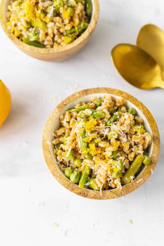 Spring Farro Salad with Asparagus and Meyer Lemon Vinaigrette | Sip and Spice