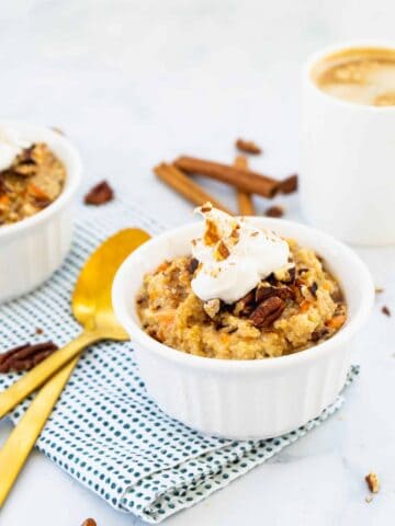 Vegan Carrot Cake Oatmeal with Coconut Whip | Sip and Spice