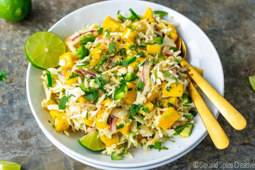 Spicy Mango Slaw with lime on the side