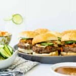 Asian Sliders with Almond Sauce and Cabbage Slaw | Sip and Spice
