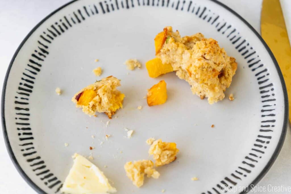crumbs from a peach scone