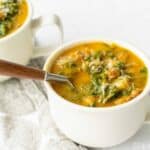 Creamy Sweet Potato Kale Soup with Sausage | Sip and Spice
