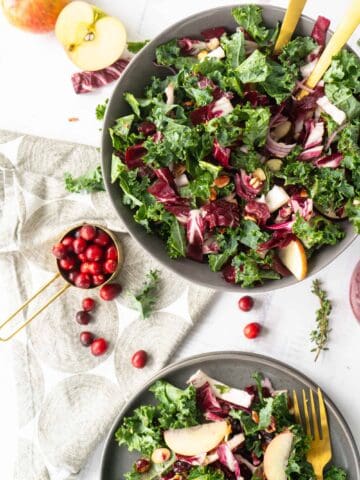 Kale and Radicchio Salad with Cranberry Vinaigrette | Sip and Spice