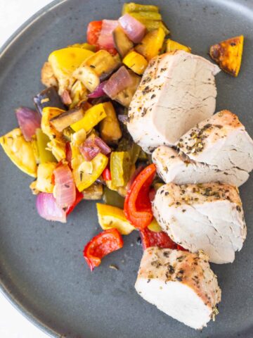 Sheet Pan Pork Tenderloin with Balsamic Roasted Vegetables | Sip and Spice