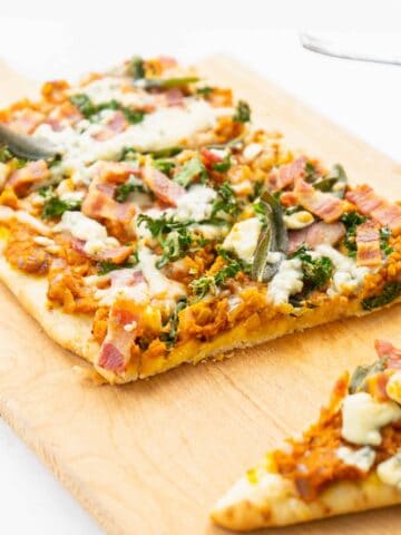 Savory Pumpkin Flatbread with Bacon, Sage and Blue Cheese | Sip and Spice