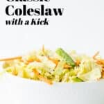 White bowl of coleslaw